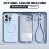 Liquid Silicone Magnetic Wrist Strap Phone Case For iPhone 16E 15 14 16 Plus 11 12 13 16 Pro Max Magsafe Lanyard Protector Cover