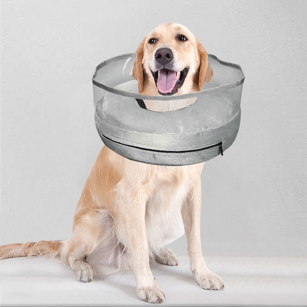 Anti-licking Clear Shield Inflatable Dog Cone Collar Adjustable Dog Recovery Collar  Puppy