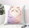 Kawaii Cat Print Throw Pillow With Pillow Inserts Cute Kitty Wrapped In Blanket Cushions Fashion Sofa Bed Decor Gift Christmas