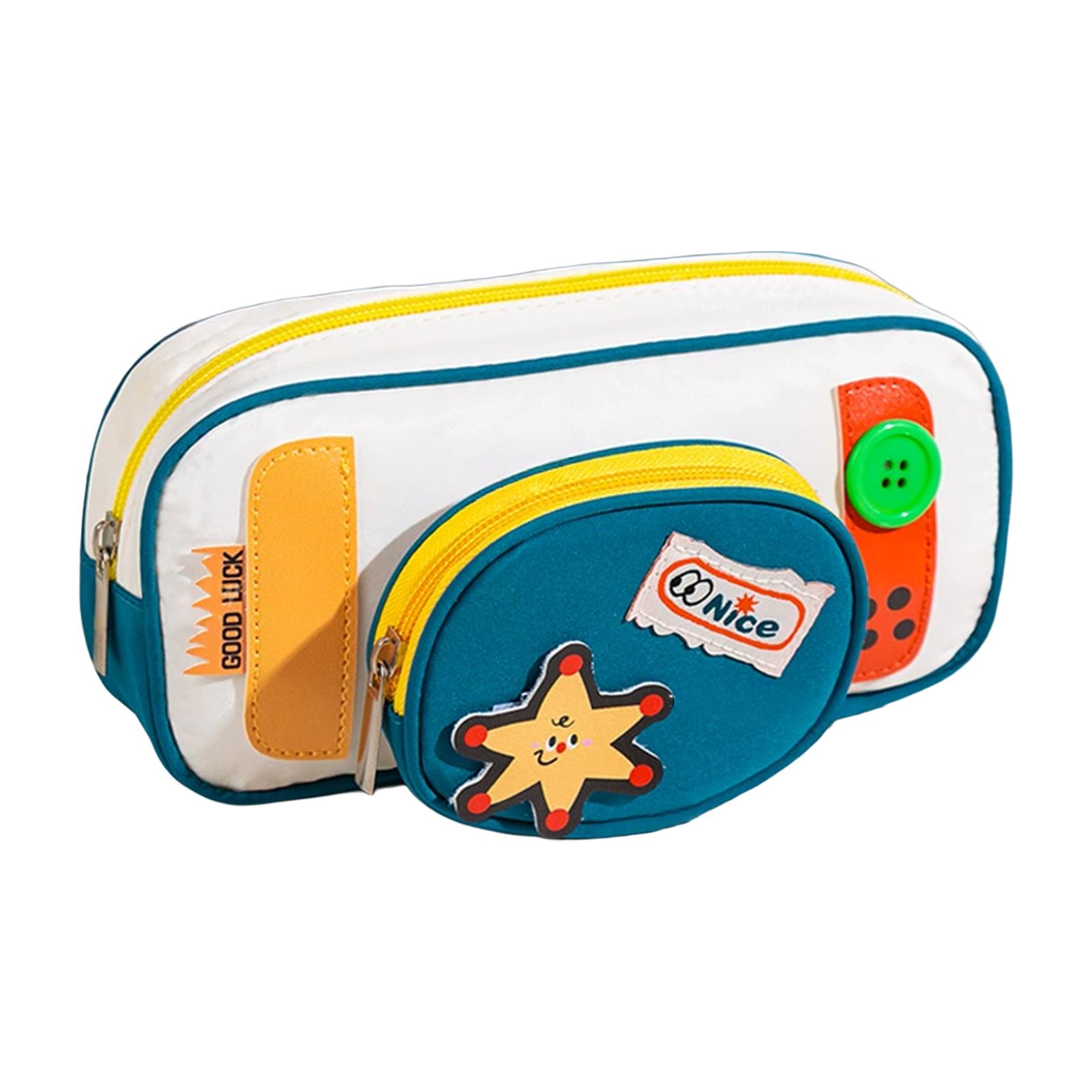 

Large Capacity Color Block Pencil Case for School Students Durable Waterproof Makeup Bag Organizer Stationery Box with Zipper