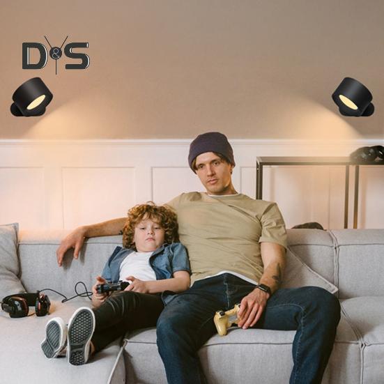 Trådløs vegglampe med fjernkontroll Dimmbar Enkel installasjon USB-oppladbar Veggmonterte lysarmaturer LED-vegglampe