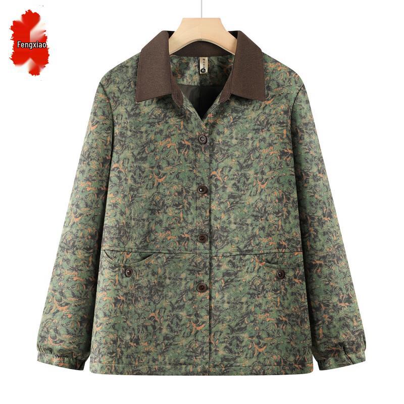Elderly Women s Chinese Style Jacquard Lapel Jacket 3XL