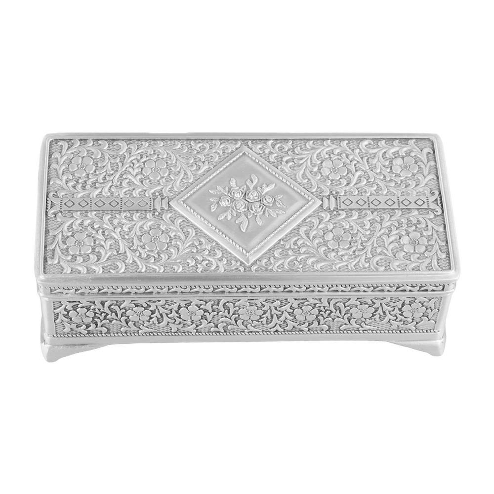 Decorative Vintage Jewelry Box Alloy Trinket Storage Box Jewelry Organizer Box For Women