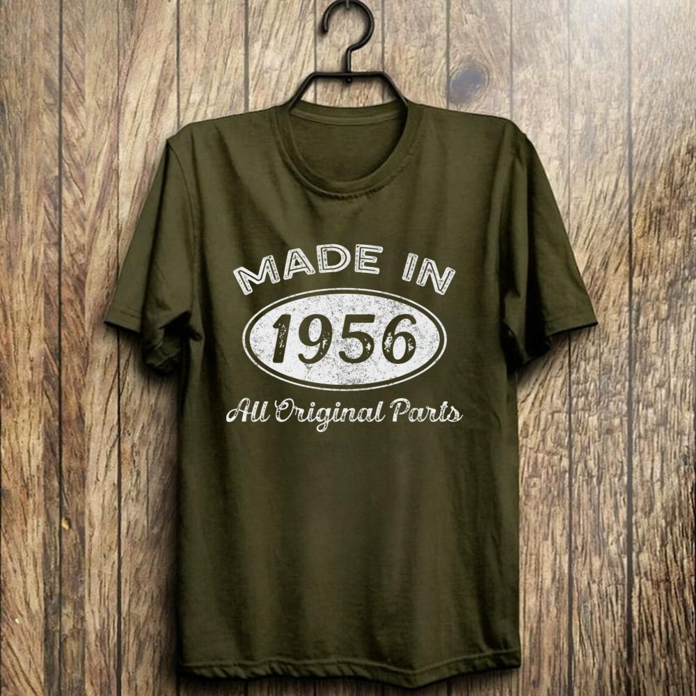 Made In 1956 Original Parts Graphic Tee All Vintage Distressed Year Celebration Gift For Dad Grandpa Unisex Cotton Shirt