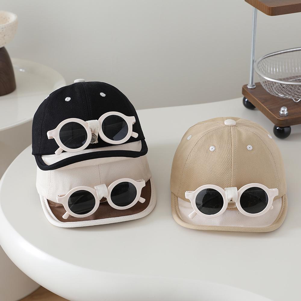 Children's Stylish Sun Protection Baseball Cap with Soft Brim and Sunglasses for Boys and Girls