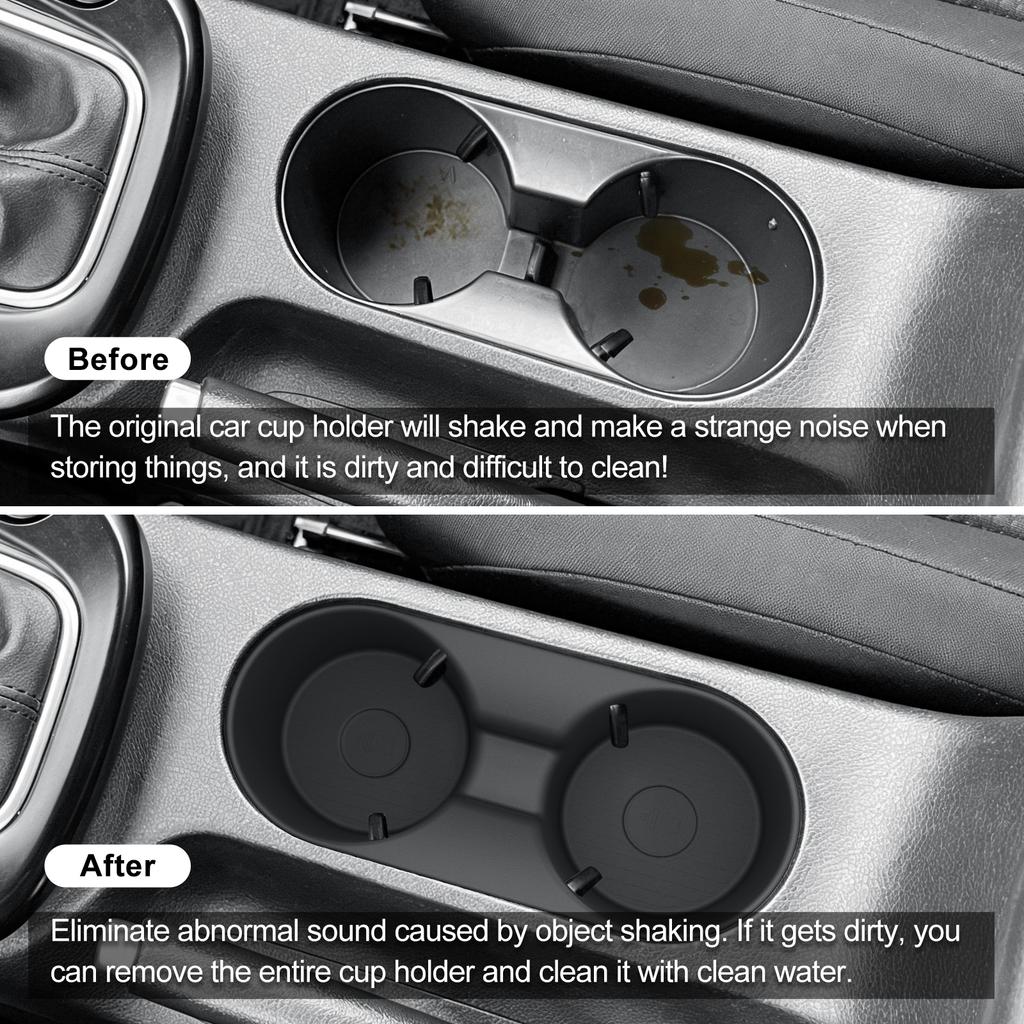 Smabee for Kia Soul 2020-2025 Water Cup Holder Insert Car Cup Box Shock-Absorbing TPE Organizer Tidying Accessories Black