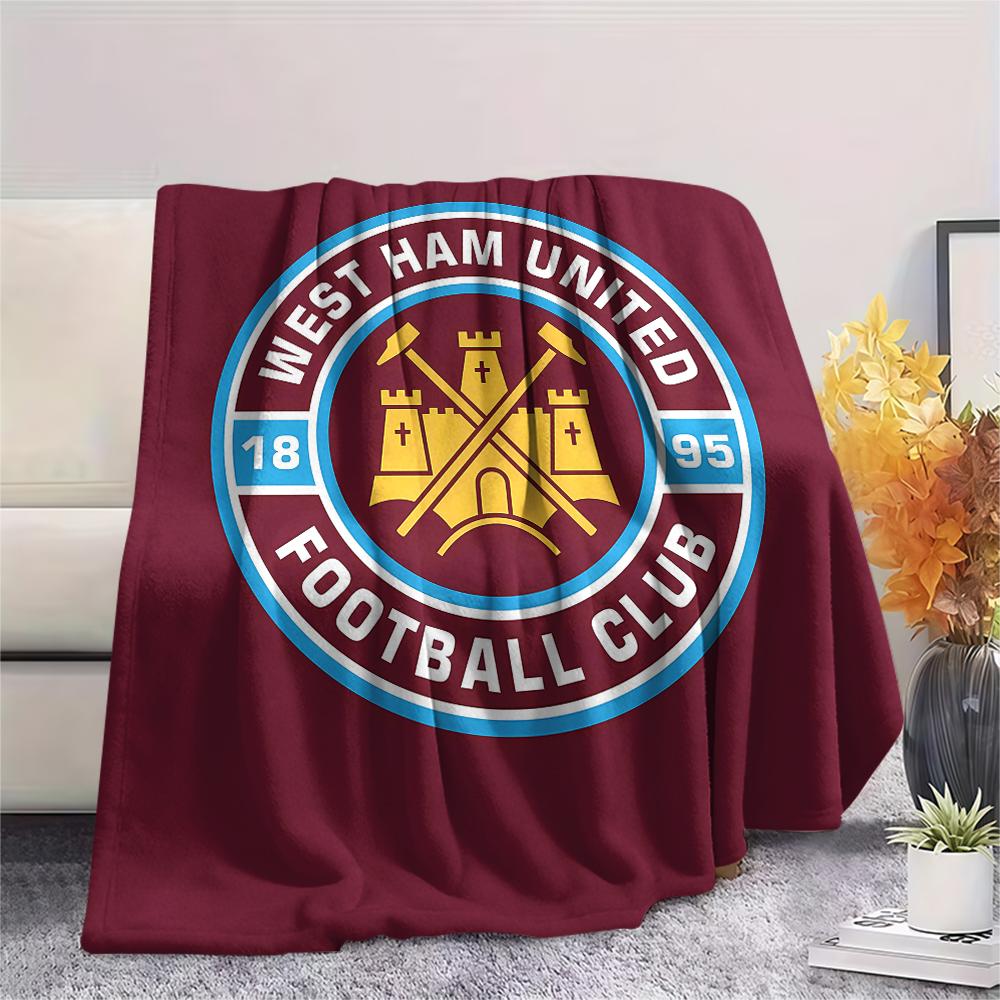 1 Peça Manta de Flanela com Estampa do West Ham United, Alta qualidade Todas as Estações, Decoração de Casa, Calor e Conforto, Perfeita para Presentes de Natal
