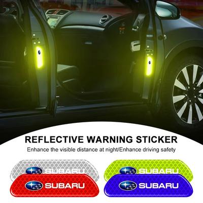 4PCS Car Door Safety Warning Reflective Mark 3D Sticker Car Accessories For WRX STI Forester Tribeca Levorg Impreza XV Outback