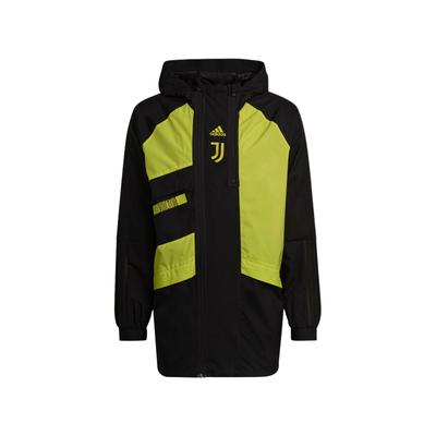 Juventus Travel Drill Performance Soccer Travel Series Comfortable Soft Woven Zipper Front Pocket Jacket Men Jacket Black Lime-Green GR2910