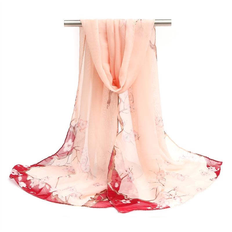 Zonbeschermende Zijde Chiffon Sjaal - Lente/Herfst Bedrukte Strandlaken Nek Sjaal Cadeau