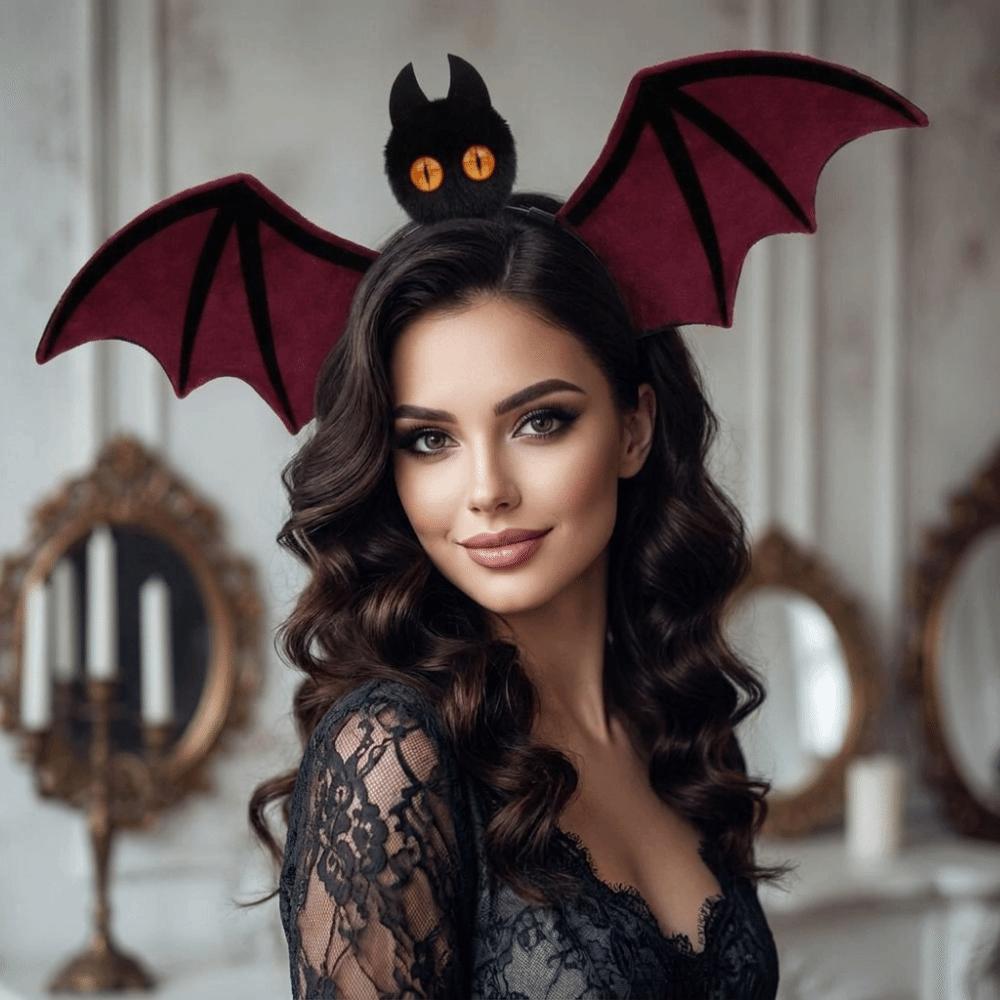 Plush Bat Ornament Bat Headband Soft Velvet Fabric Halloween Headband Bat Headpiece Night Party