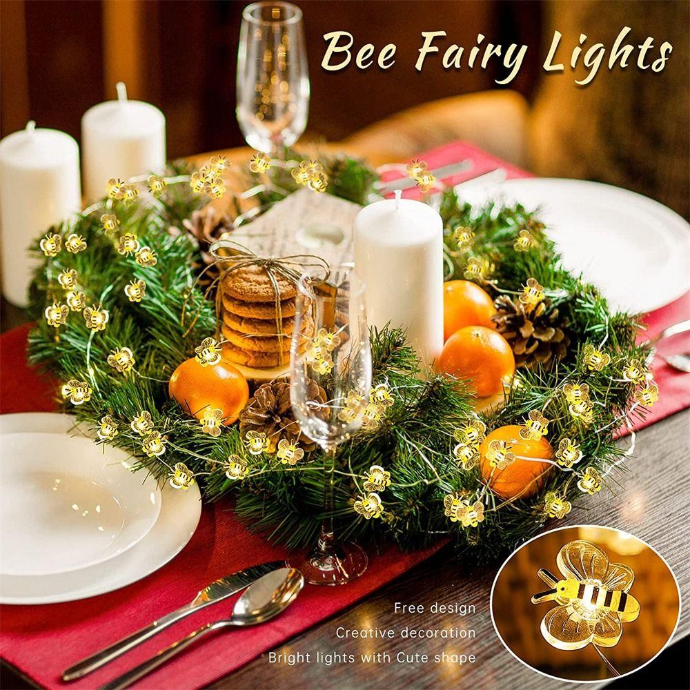 Cute Animal Atmosphere Lamp 2/3M Fairy Light Bee Shaped LED String Lights  Christmas Garlands