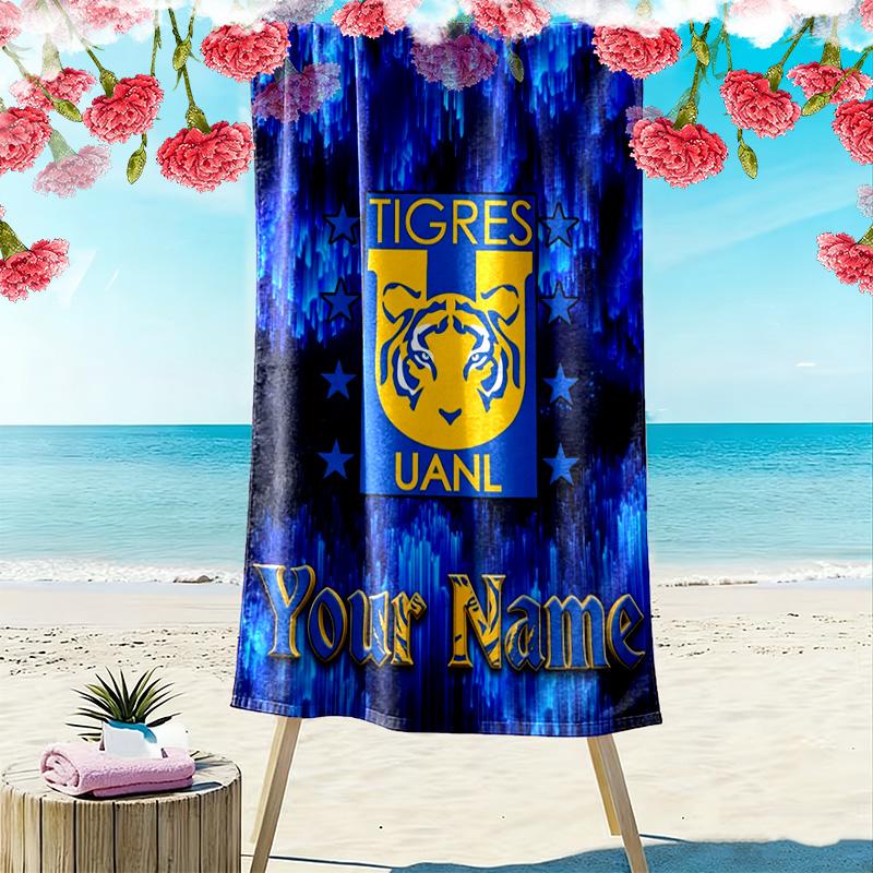 Name Custom Tigres uanl Print Beach Towel, Large Soft Quick Dry Towel for Beach Camping Swimming