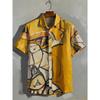 Men's Linen Short Sleeve Shirt Fun Abstract Pattern Printed Shirt Hawaiian Vacation Outdoor Social Fishing Clothing for Men