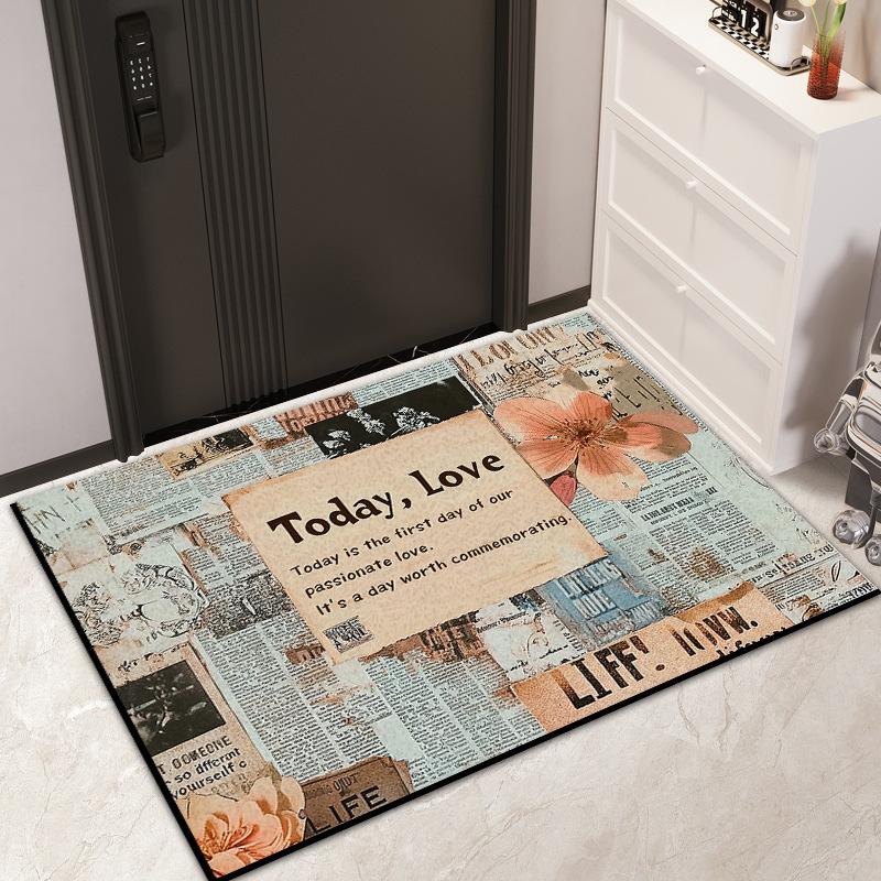 Entry Door Floral Silk Floor Mat Household Entrance Door Dirt Mat Outdoor Dirt Resistant Dust Removal Can Be Tailored Carpet