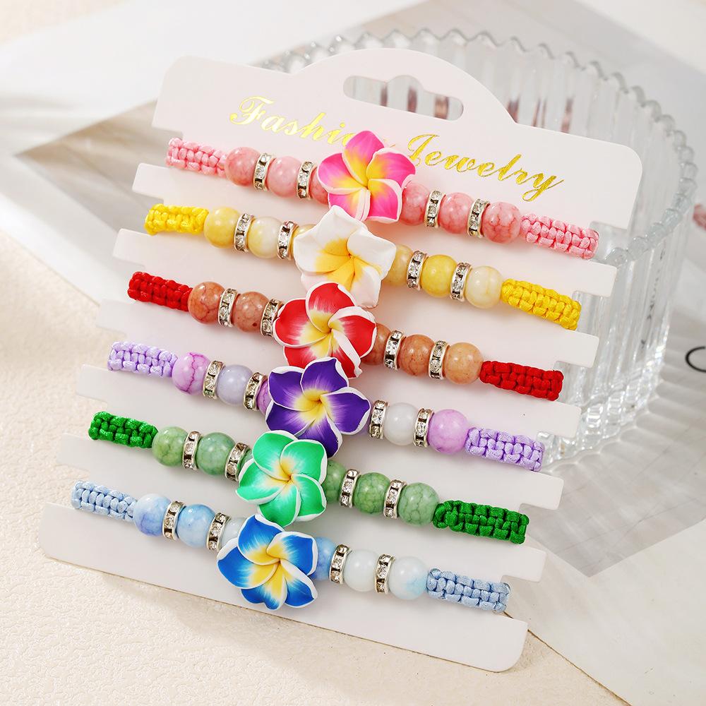 Small fresh adjustable multi-color spotted ceramic fish bracelet hand-woven versatile cute cartoon bracelet for women