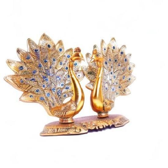 Double Peacock Metal Statue, Lovers Peacock Couple, Animal Showpiece Figurines, Feng Shui As Table Top Figurine for Living Room