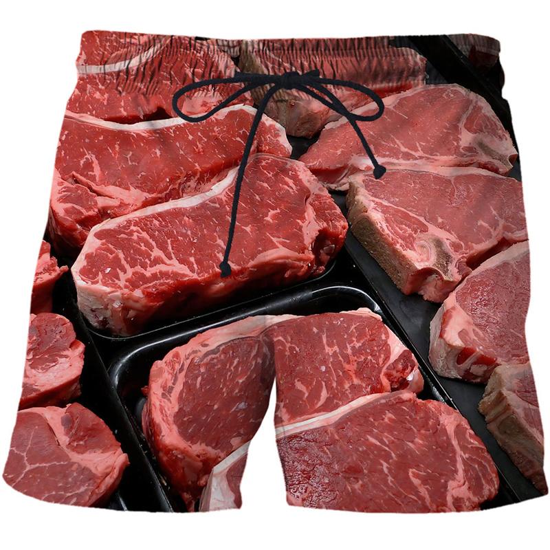 Fashion Funny Sausages Food Graphic Kids Beach Shorts 3D Printing For Kids Casual Shorts Cool Boy's and Girl's Shorts