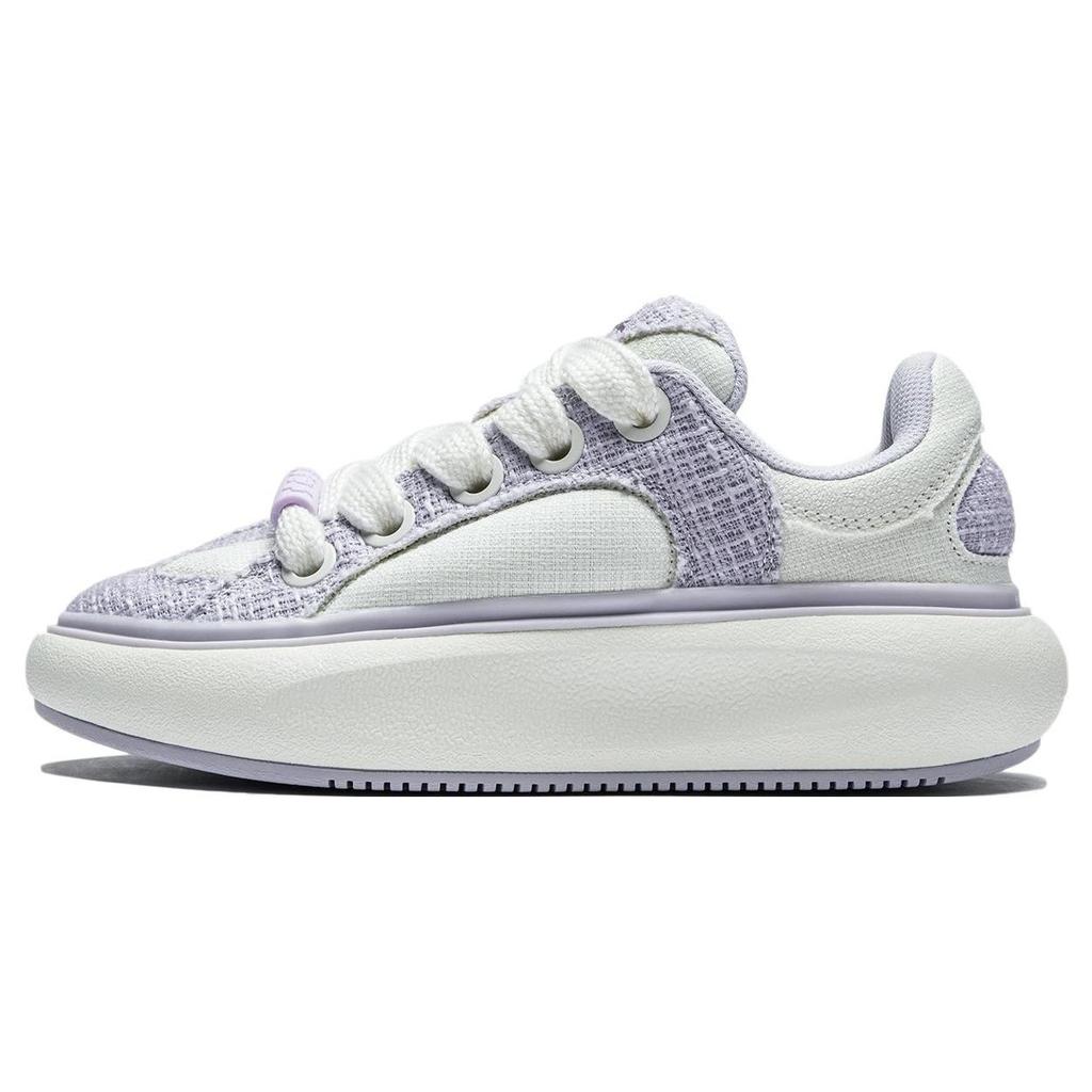 Li Ning Cloud Travel C4D Comfortable Shock Absorbing Wear Resistant Low Top Casual Shoes Women Casual Shoes Off-White Purple AZGT090-15