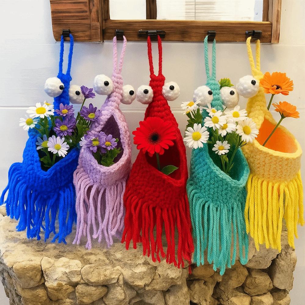 Handmade Crochet Plant Hanger Lobster-Shaped Hanging Planter Basket Hanging Storage Basket  Office