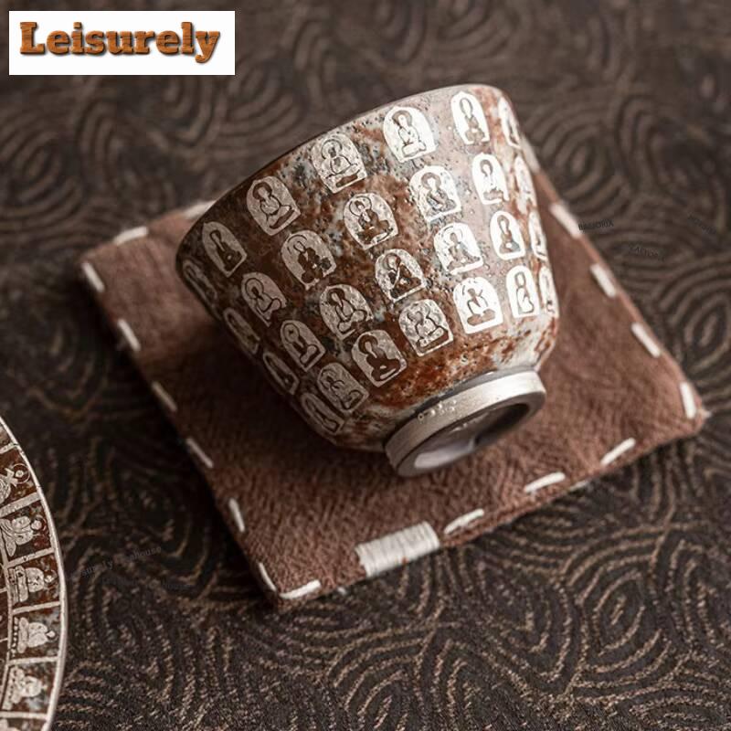 81ml Ten Thousand Buddhas Master Cup Creative Gilt Silver Bell-shaped Cup Tasting Mug Antique Water Jug Cafes Gift Collection