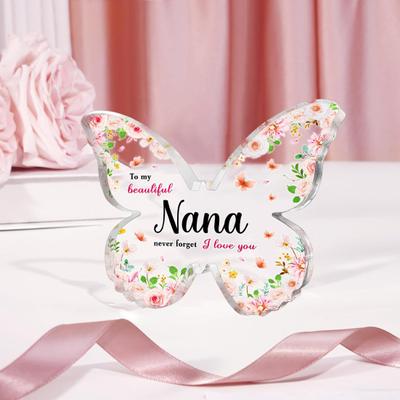 Butterfly Shaped Acrylic Keepsake Plaque Crystal Clear Acrylic Long-Lasting Color Printing Heartfelt Message Plaque for Mother's Day Mom Gifts
