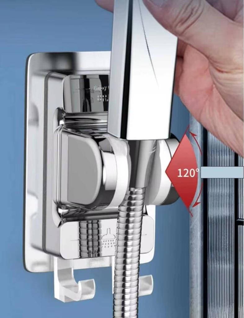 Upgraded Shower Head Holder No Drill Showerhead Bracket Adjustable Wall Mounted Holder for Bathroom Accessories Stable Rotation