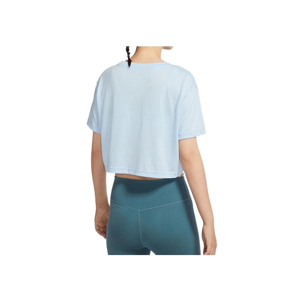 Nike Solid Color Crew Neck Pullover Logo Creative Print Short Sleeve T-Shirt Women T-Shirt Blue DX6159-441