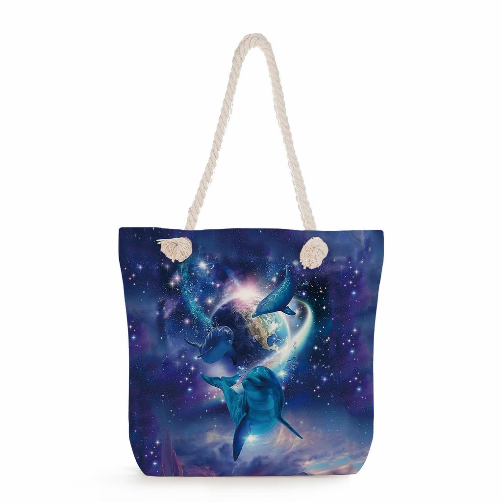Strandtasche mit Sternenhimmel-Print und dickem Seil, ein Schultergurt 7294 CLE