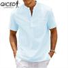 QICED Men's Fashion Casual Solid Color Print Tops & T-shirts