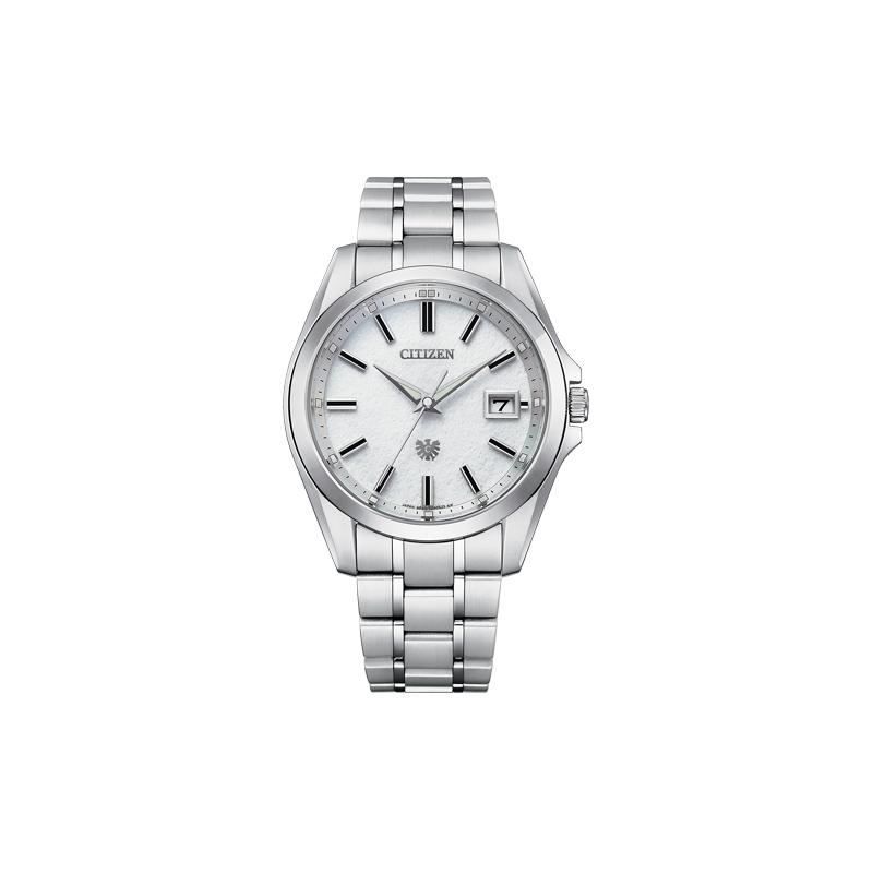 

CITIZEN 100 meters waterproof solar Quartz titanium strap 40mm men s watch white dial AQ4091-56A синій