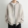 Legible Autumn Winter Casual Sweaters Men Solid Color Hooded Sweatercoats Male Loose Zip-up Knitted Cardigan Man