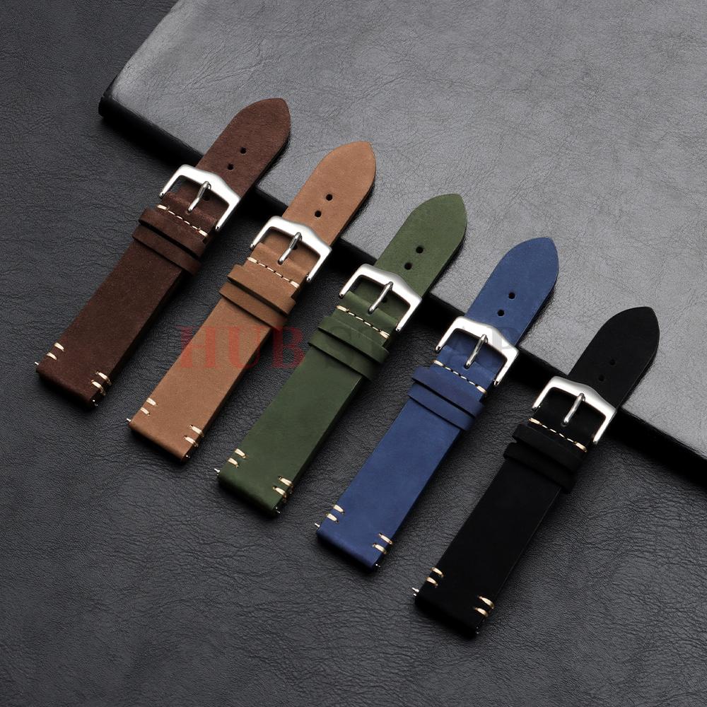 20mm 22mm Quick Release Vintage Matte Soft Suede Leather Strap Brown Watch Bands Calfskin Bracelet Women Men Watch Accessories