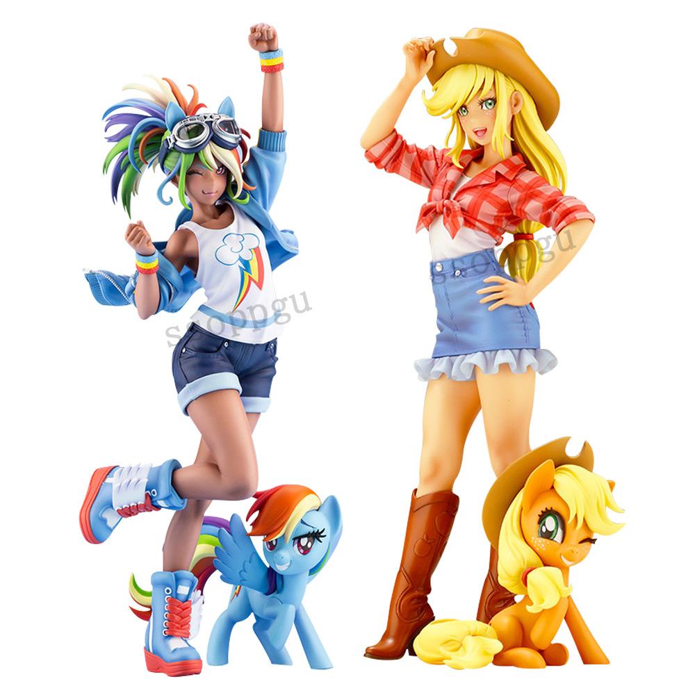 My Pony Bishoujo Statue Sunset Shimmer Applejack Twilight Sparkle Pinkie Pie Anime Action Figure Toy Collection Doll PVC little Poseable Articulated