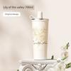 Germ Floral Large-Capacity Thermos Cup Coffee Cup for Women High-Value Water Cup Straw Cup Birthday Gift 25 New Models