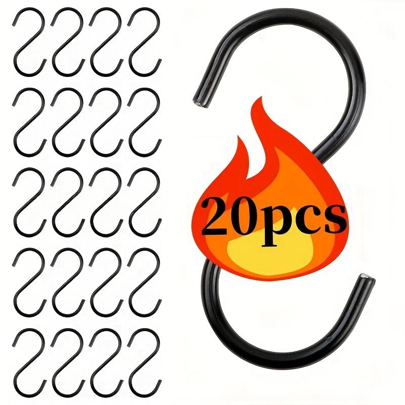 20 шт. Универсальные металлические S-образные настенные крючки - Прочные, Легко устанавливаемые, Нескользящие, Коррозионностойкие, Экономящие место для шкафа/кухни чёрный