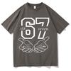 Funny 67 Hand Meme Number Print Men Women Short Sleeve Tee Shirt Fashion T-Shirts Round Neck Aesthetic Tops Hot Sale Streetwear