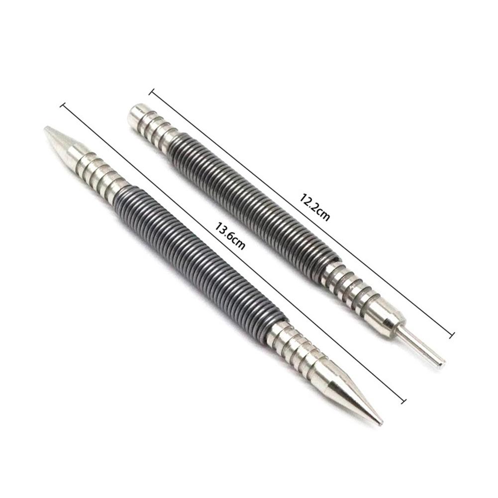 2 Pieces Spring Tools Hammerless Center Punch Hammerless Spring Pin Punch Steel Single/Double Ended Force Door Pin Removal Tool