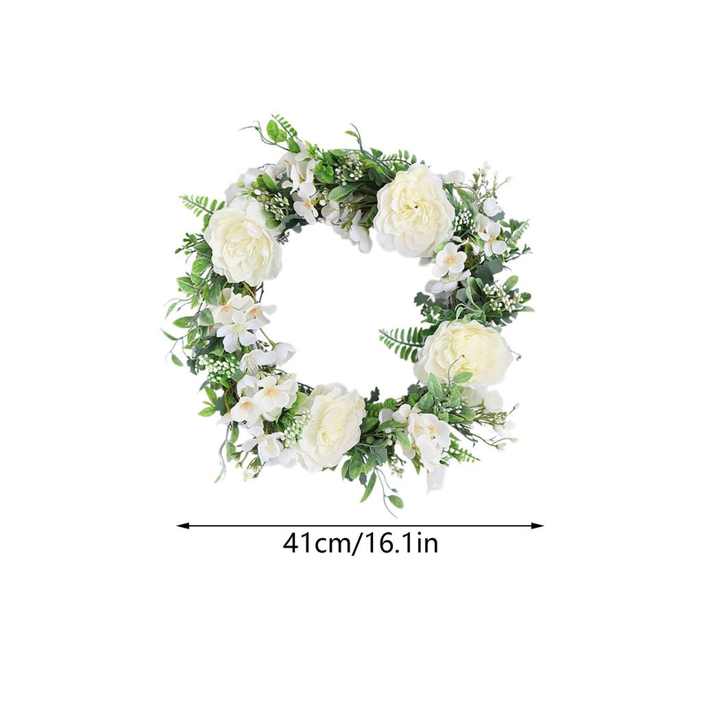 Spring Artificial Peony Wreath Decorative Simulation Flower Wreath for Front Door Wall Window Fireplace Decor Pink