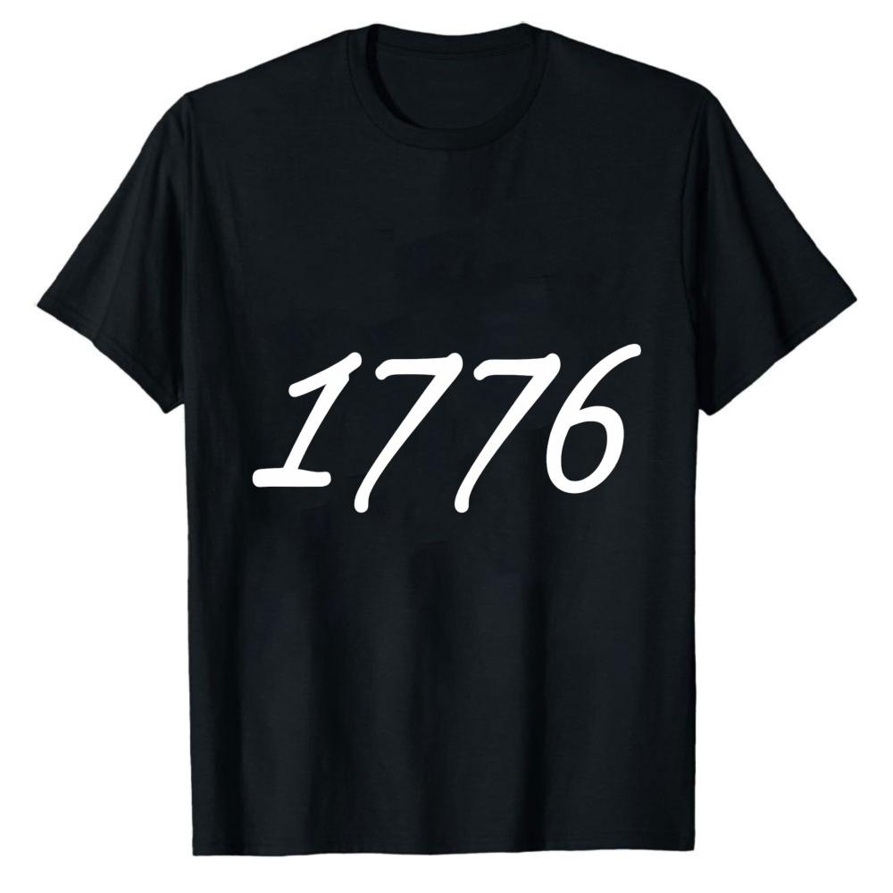 Simple 1776 Patriotic Print Tshirt Usa Independence Fourth Of July Graphic Short Sleeve Casual Weekend Holiday Daily Wear Tee