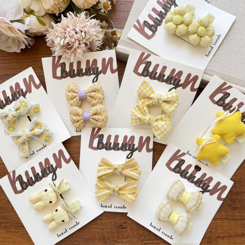 2pcs/set Funny Bunny Baby Girls Hair Clip Bow Flower Star Lattice Kids Hairclips Hairpins Headdress Children Hair Accessories