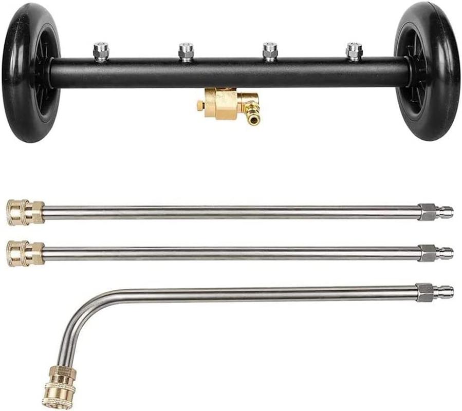 

16-дюймовая моечная машина для мойки днища автомобиля с водяной щеткой и 2 удлинительными трубками, двухфункциональная мойка высокого давления для чистки ходовой части чёрный