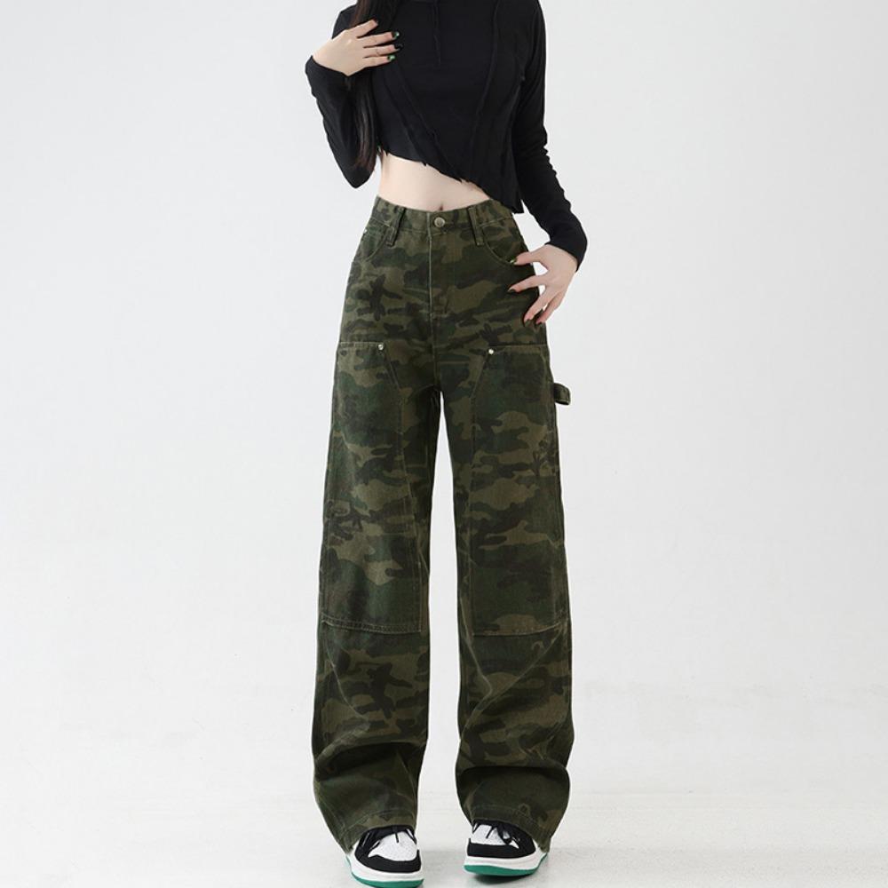 

Американские персонализированные камуфляжные джинсы-карго женские новые весенне-осенние уличные хип-хоп широкие джинсы-швабры 2XL