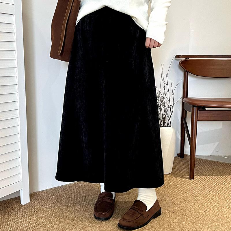 Plus Size Women High Waist Loose Mid Length Solid Casual Umbrella Skirt