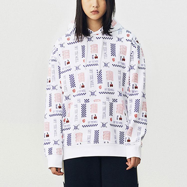 Vans All Over Print Hooded Long Sleeve Sweatshirt Men Sweatshirt White VN0A4UTVZH3