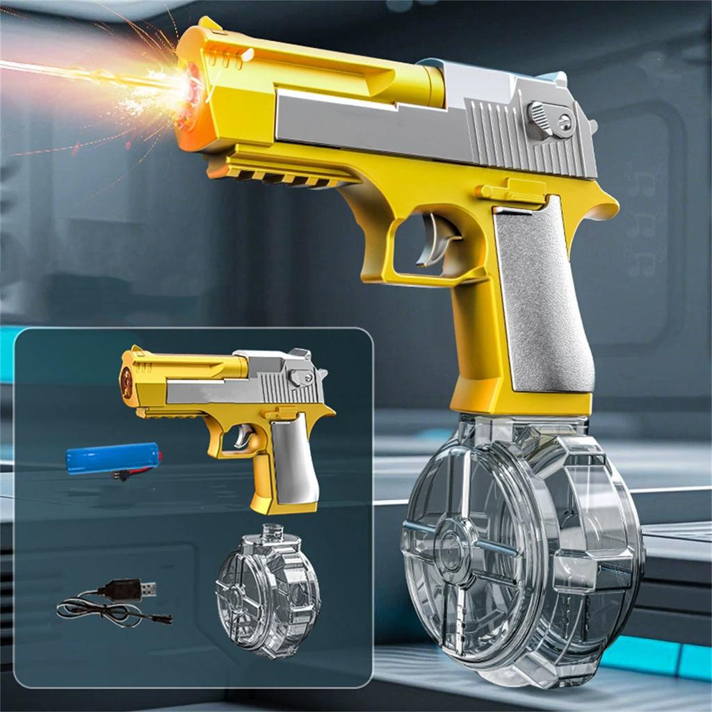 Electric Water Gun Toy for Kids and Adults Summer Outdoor Pool Beach Backyard Water Fight Game Essential Water Blaster with Drum Magazine