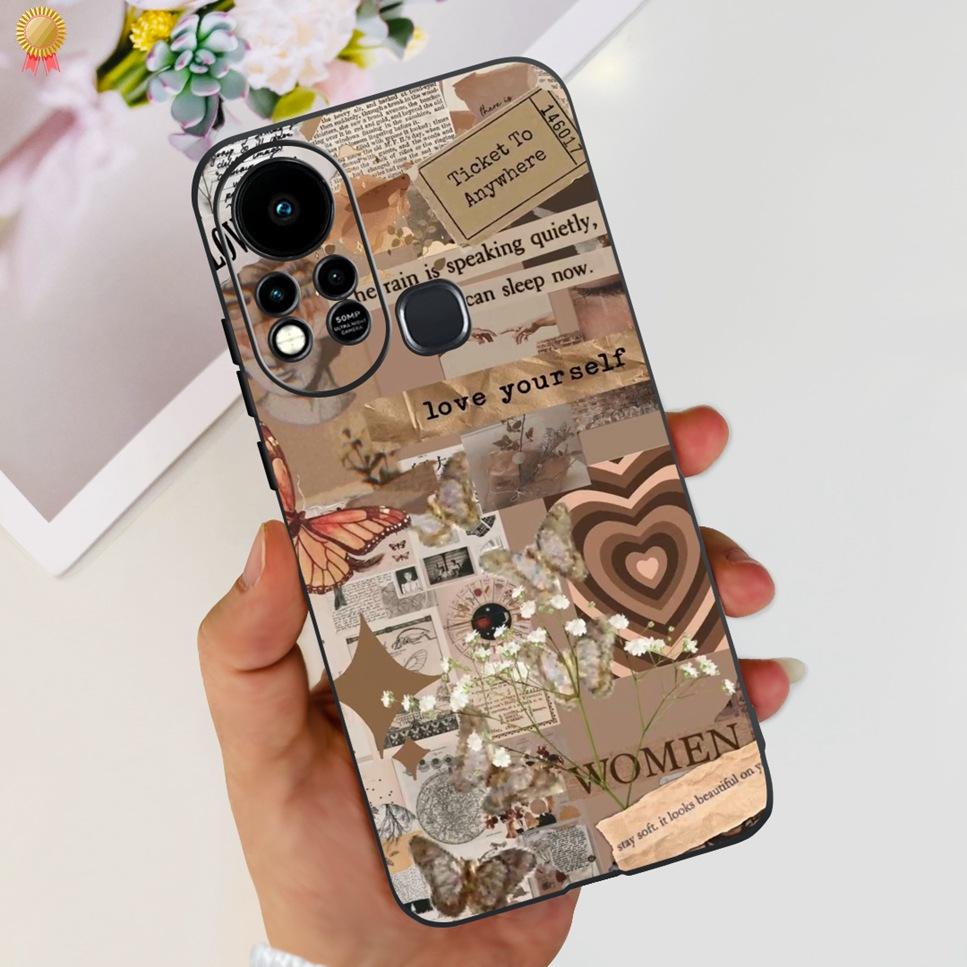For Infinix Hot 11s Case Back Cover Clear Cute Cat Black Soft Silicone Coque For Infinix Hot11S Hot 11S Phone Case Bumper Fudna