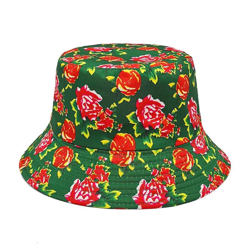 

Spring and Summer Polyester Cartoon Print Bucket Hat Fisherman Hat Outdoor Travel Sun Cap for Men and Women 280 56-58cm wear зелений
