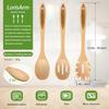 Solid Cooking Spoon, 12.5" Large Bamboo Serving Spoons for Mixing Stirring, Wood Spoon for Nonstick Kitchen Utensils Tableware Wooden Scoop Spoon.