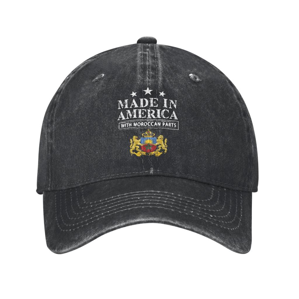 Men Women Coat of Arms of Morocco  Printed Hat Casual Distressed Washed  Baseball Cap Adjustable